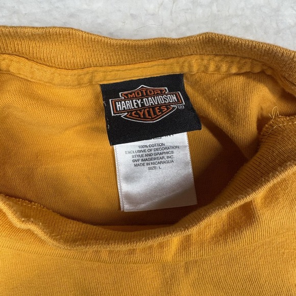 Harley Davidson Shirt Mens XL Mustard Yellow Pocket Jim's Madeira Beach Florida - Picture 3 of 6
